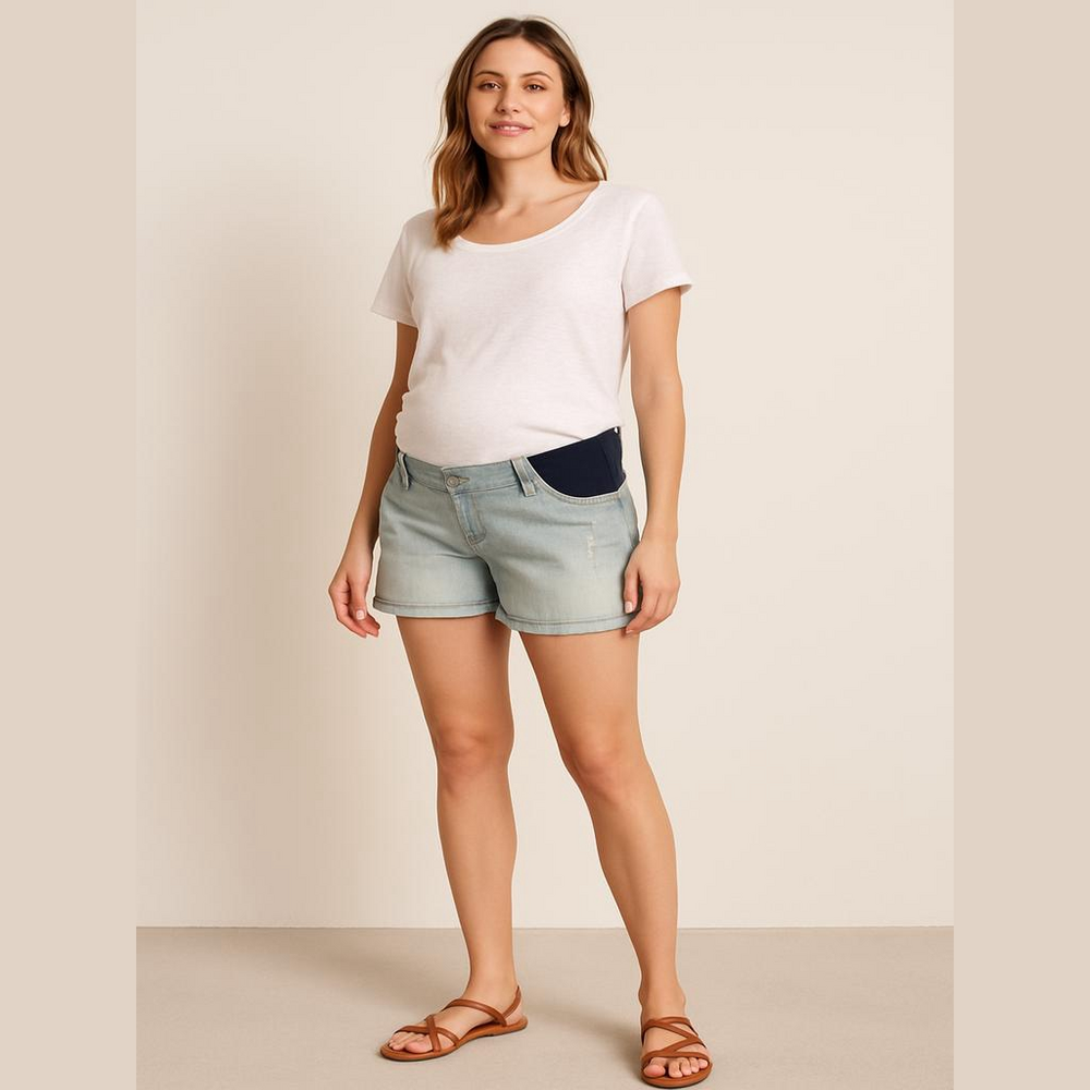 Isabel By Ingrid And Isabel Distressed Maternity Midi Shorts Size 14